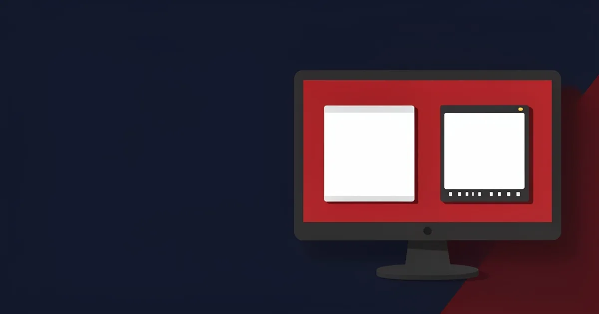 Illustration of a person comparing two video cards side by side on a screen