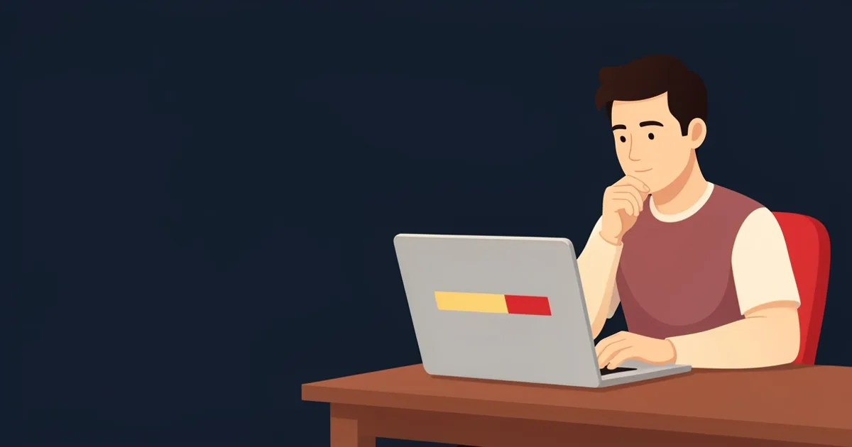 Illustration of a creator looking at a laptop that shows a filling progress bar