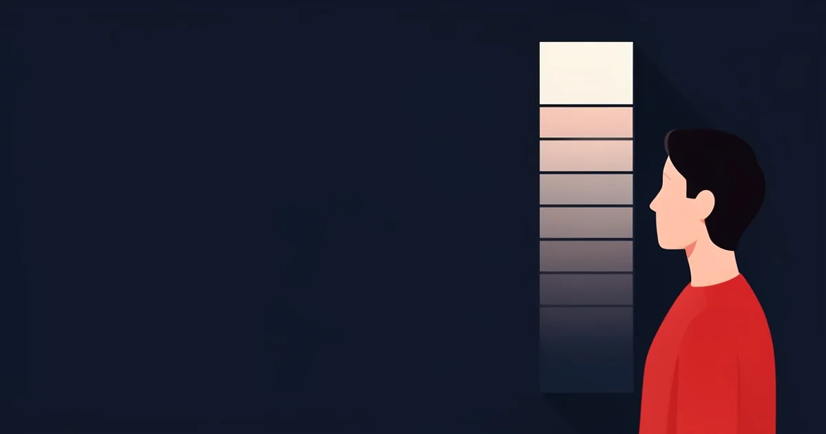 Illustration of a person looking at a stack of video cards with a fading trend