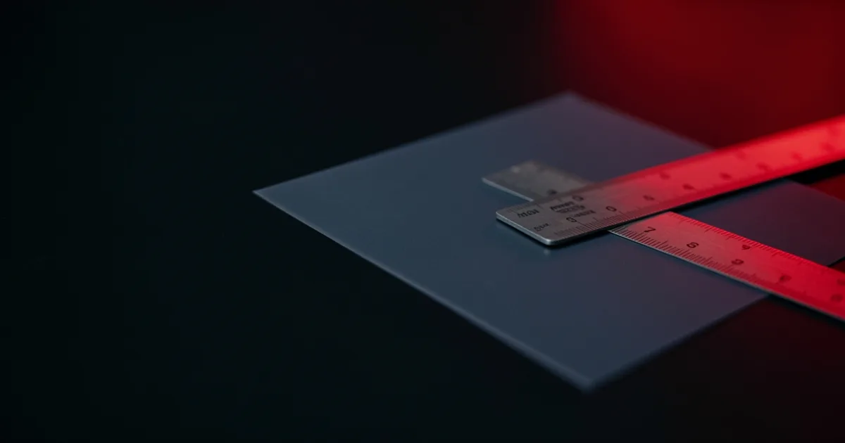 A steel ruler laid across a strip of film on a dark table under a red light